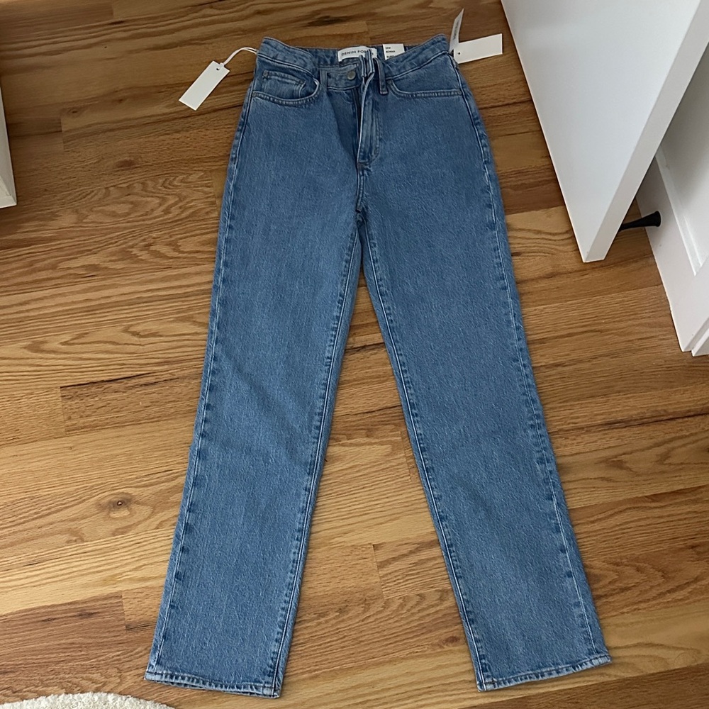 Denim Forum Hi Rise Straight Leg Jeans